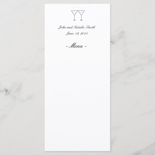 "Champagneglazen" Menu Kaarten (Voorkant)