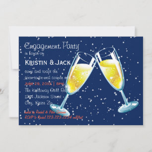 Champagneglazen Nacht - Verlovingsfeest Kaart