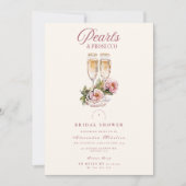 Champagneglazen & Parels Bruidsborrel Kaart (Voorkant)