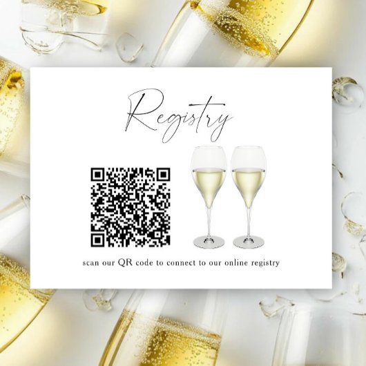 Champagneglazen QR-code Bruidsfeest registratie Informatiekaartje