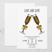 Champagneglazen Sla onze datum wedding uitnodiging (Voorkant / Achterkant)