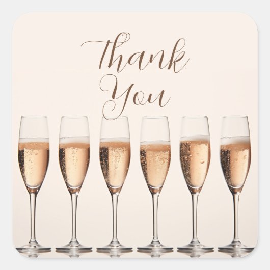 Champagneglazen "Thank You" Square Favoriete Stick Vierkante Sticker (Voorkant)