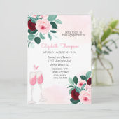 Champagneglazen Toast Bloemen Vrijgezellenfeest in Kaart (Staand voorkant)