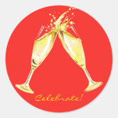Champagneglazen Toast vieren Ronde Sticker (Voorkant)