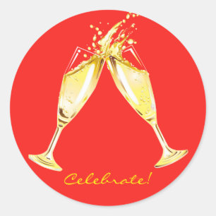 Champagneglazen Toast vieren Ronde Sticker