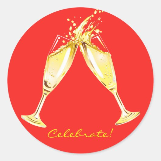 Champagneglazen Toast vieren Ronde Sticker (Voorkant)
