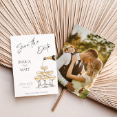 Champagneglazen toren met foto save the date