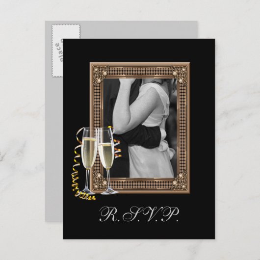 Champagneglazen Trouwen RSVP Uitnodiging Briefkaart (Voorkant / Achterkant)