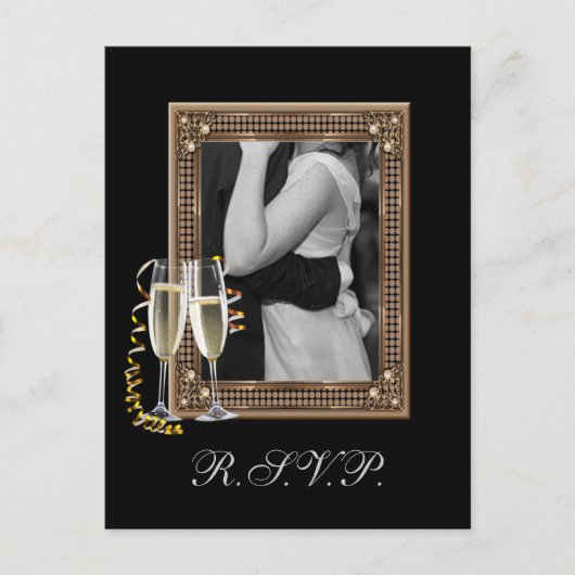   Champagneglazen Trouwen RSVP Uitnodiging Briefkaart (Voorkant)