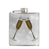 Champagneglazen Vieren Goud op Zilver Heupfles (Voorkant)