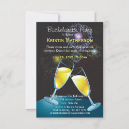 Champagneglazen Vuurwerk-3x5 Bachelorette Feest Kaart