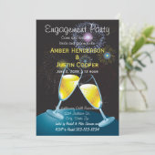 Champagneglazen & Vuurwerk - Verlovingsfeestje Kaart (Staand voorkant)