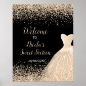 Champagnejurk Faux Glitter Sweet 16 Welkom Poster (Voorkant)