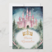 Champagnejurk Forest Pink Castle 15 Quinceañera Kaart (Achterkant)