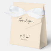 Champagnekleur gepersonaliseerde monogram bruiloft bedankdoosjes (Voorkant)