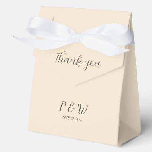 Champagnekleur gepersonaliseerde monogram bruiloft bedankdoosjes (Voorkant)