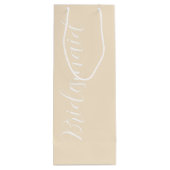 Champagnekleur gestileerd script bruiloft bruidsme wijn cadeautas (Achterkant)