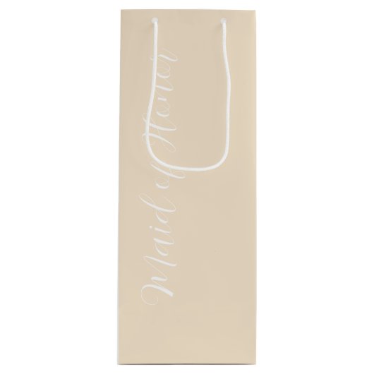 Champagnekleur gestileerd Script Maid of Honor Wijn Cadeautas (Voorkant)