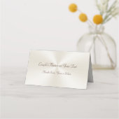 Champagnekleurige gepersonaliseerde trouwkaarten plaatskaartje (Achterkant)
