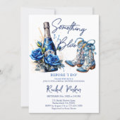 Champagner Bloemige 'Something Blue' Bruidsfeest Kaart (Voorkant)
