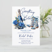 Champagner Bloemige 'Something Blue' Bruidsfeest Kaart (Staand voorkant)