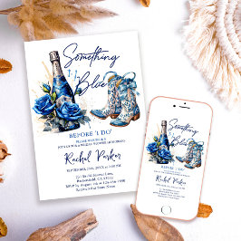 Champagner Floral Something Blue Bridal Shower Kaart