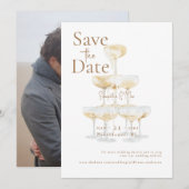 Champagnetoren De twee van ons Foto Save the Date (Voorkant / Achterkant)