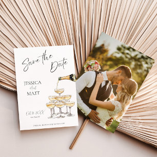 Champagnetoren met foto save the date