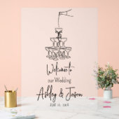 Champagnetoren Welkom berijpt Acrylteken Acryl Bord (Huwelijk)