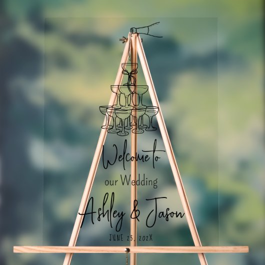 Champagnetoren Welkom duidelijk Acryl Teken Acryl Bord (Neutraal)