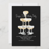 Champagnetoren Zwart Verrassing 30e Verjaardagsfee Kaart (Voorkant)