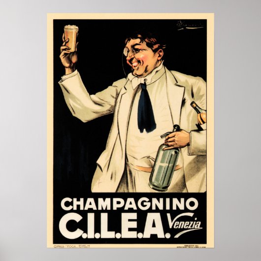 CHAMPAGNINO CILEA Venice Italy Wine Liquor Ad Poster (Voorkant)