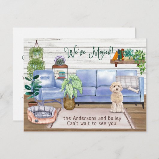 Champaign Cockapoo Cozy New Home Moving       Aankondigingskaart (Voorkant / Achterkant)