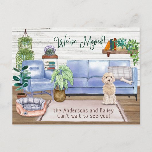 Champaign Cockapoo Cozy New Home Moving       Aankondigingskaart (Voorkant)