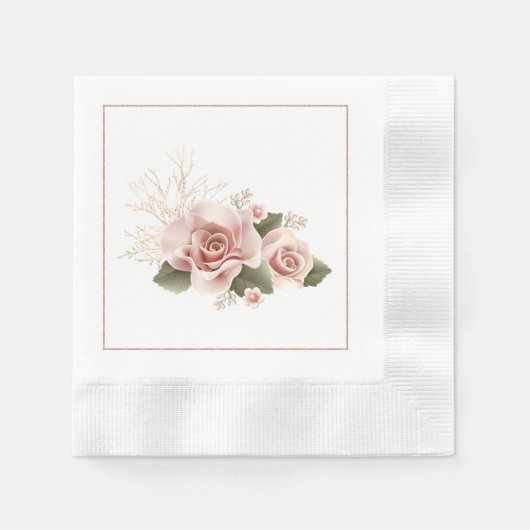 Champaign Floral Cocktail Napkins Servet (Voorkant)