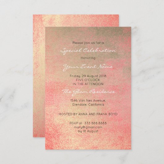 Champaign Gold Coral Sepia Wit Metallic Minimaal Kaart (Voorkant / Achterkant)