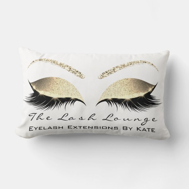 Champaign Gold Glitter Glam Makeup Lashes Beauty Kussen (Voorkant)