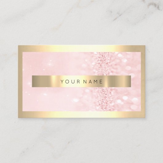 Champaign Gold Lijst Metallic Sparkly Pink Glitter Visitekaartje (Voorkant)