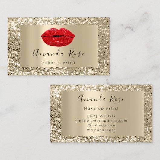 Champaign Gold MAKE-UP ARTIEST RODE KISS LIPS Afsprakenkaartje (Voorkant / Achterkant)