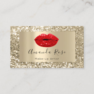 Champaign Gold MAKE-UP ARTIEST RODE KISS LIPS Afsprakenkaartje