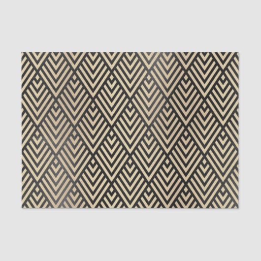 Champaign Gold Metallic Black VIP Chevron Art Deco Tissuepapier (Voorkant)