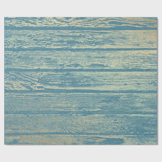 Champaign Gold Wood Shabby Blue Pastel Cadeaupapier (Vlak)