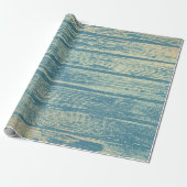 Champaign Gold Wood Shabby Blue Pastel Cadeaupapier (Uitgerold)