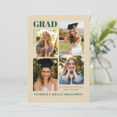 Champaign Grad Announcement With Photos Kaart (Staand voorkant)