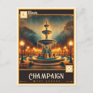 Champaign, Illinois Antiek Briefkaart