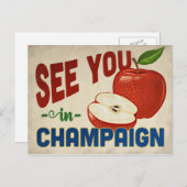 Champaign Illinois Apple - Vintage Travel Briefkaart (Voorkant / Achterkant)