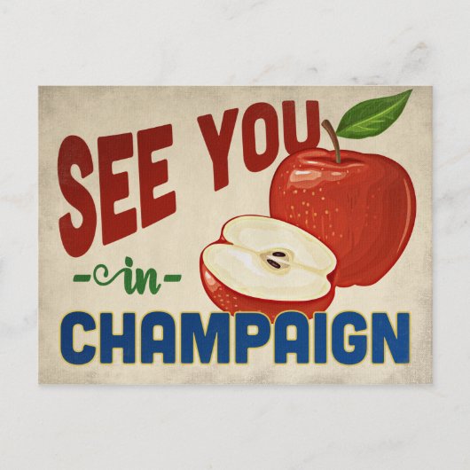 Champaign Illinois Apple - Vintage Travel Briefkaart (Voorkant)