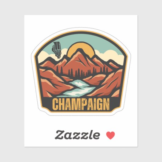 Champaign, Illinois Sticker (Vel)