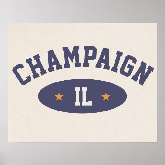 Champaign, Illinois Vintage Athletic-Style Poster (Voorkant)