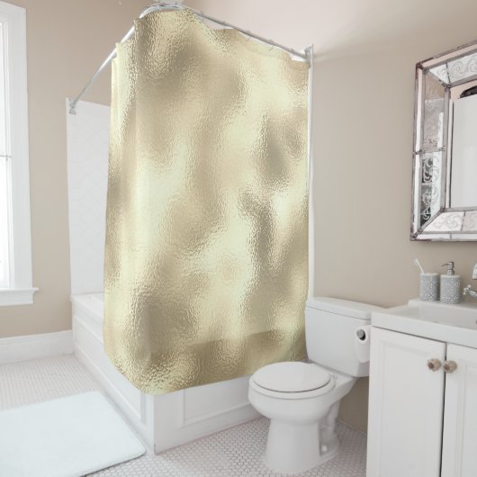 Champaigne Faux Gold Metallic Abstract glas Douchegordijn (In situ)